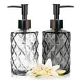 thumbnail image 1 of Aomota 2 Pack Glass Soap Dispenser Diamond Design , 12 Ounce Kitchen Soap Dispenser for Bathroom, Hand Soap, Dish Soap (Clear and Grey), 1 of 7