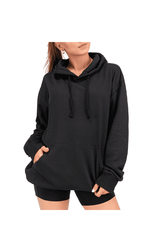 Modern Fit High Cotton Breathable Hoodies for Women, Black M