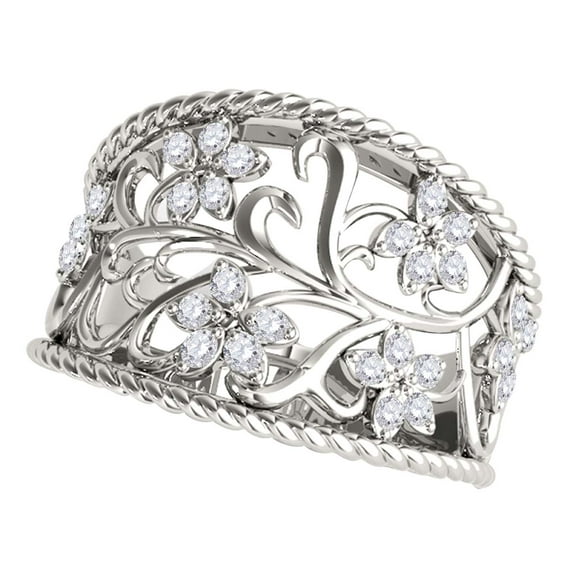 Aone 0.15 Carat Natural Diamond Wedding & Engagement White Gold Ring for Women