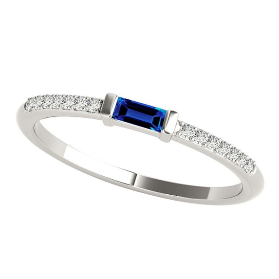 Aone 0.3 Carat Tanzanite 4x2 ( Bugget ) Gemstone Synthetic and Diamonds Wedding & Engagement White Gold Ring for Women