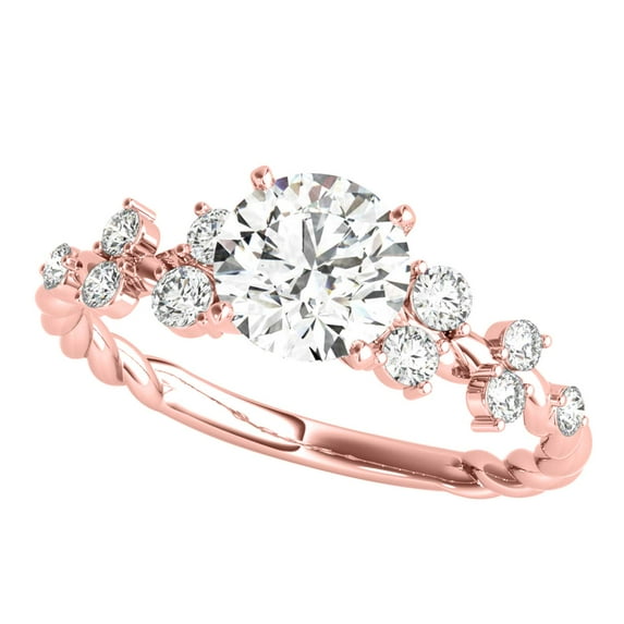 Aone 1 Carat Lab Grown White Diamond Wedding & Engagement Rose Gold 10K Ring for Women