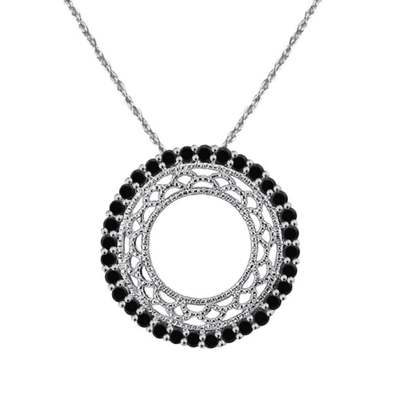 Aone Jewelry 0.50 Carat Natural Black Diamond Tribal Round-Shape Design Pendant Necklace For Woman Crafted In 10k Rose White and Yellow Gold With 18 Gold Plated Over 925 Sterling Silver Box Chain