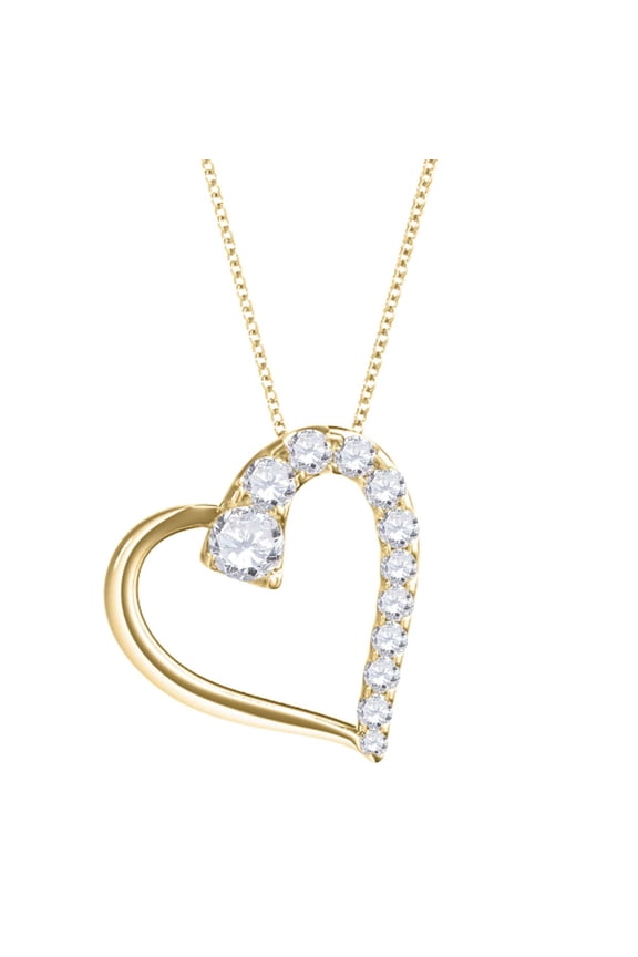 Aone Jewelry 1.00 Carat Natural Diamond Heart Shape Pendant Necklace For Women 14K Solid Rose White Yellow Gold With 18 Gold Plated 925 Sterling Silver Box Chain