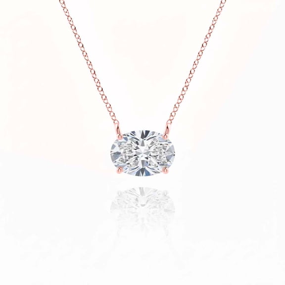 Aone Jewelry 1.50 Ct Oval Moissanite Pendant Necklace for Women (EF-VS1) in 14K Gold Over 925 Sterling Silver with Silver Cable Chain Rose, White & Yellow Gold