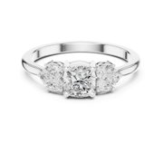 Aone Jewelry 10K Gold 1.0 Ct Lab Grown Diamond 7-Stone Cushion Cut Engagement Ring for Women | EF-VS1 Clarity | Rose, White & Yellow Gold, Ring Size 8.5