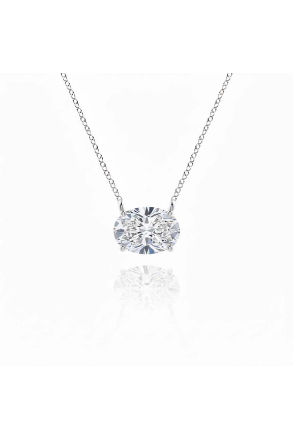 Aone Jewelry 4.00 Ct Oval Moissanite Pendant Necklace for Women (EF-VS1) in 14K Gold Over 925 Sterling Silver with Silver Cable Chain Rose, White & Yellow Gold