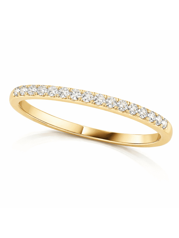 Aone Jewelry 0.10 Carat Halo Round Diamond Wedding Band for Women, 19 Stone Antique Style Ring, 10K White Gold / Rose Gold / Yellow Gold, Ring Size 9
