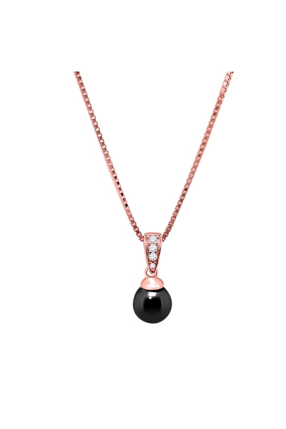 Aone jewelry 1.05 Carat Black Pearl & Natural Diamond Tear Drop Design Pendant Necklace For Woman Crafted In 10k Rose White and Yellow Gold With 18 Gold Plated Over 925 Sterling Silver Box Chain