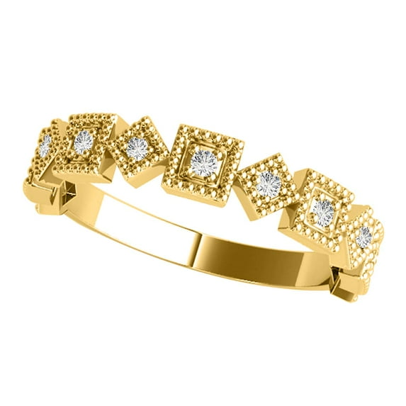 AoneJewelry 0.07 Carat Diamond Vintage Lightweight Wedding Band In 10K Solid Yellow Gold