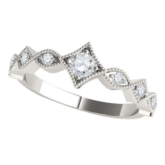 AoneJewelry 0.20 Carat 14K White Rose & Yellow Gold Diamond Milgrained Women's Wedding Band