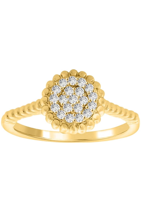 0.20 Carat Beautiful Floral Shape Halo Diamond Engagement Ring Women Well Crafted In 10K Solid Rose White & Yellow Gold