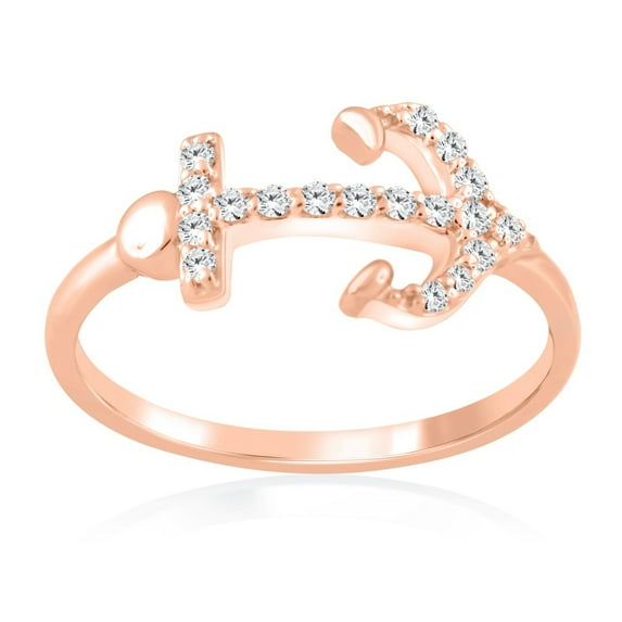 AoneJewelry 0.20 Ct. Diamond Arrow Shape Ring In 10K Solid Rose, White & Yellow Gold