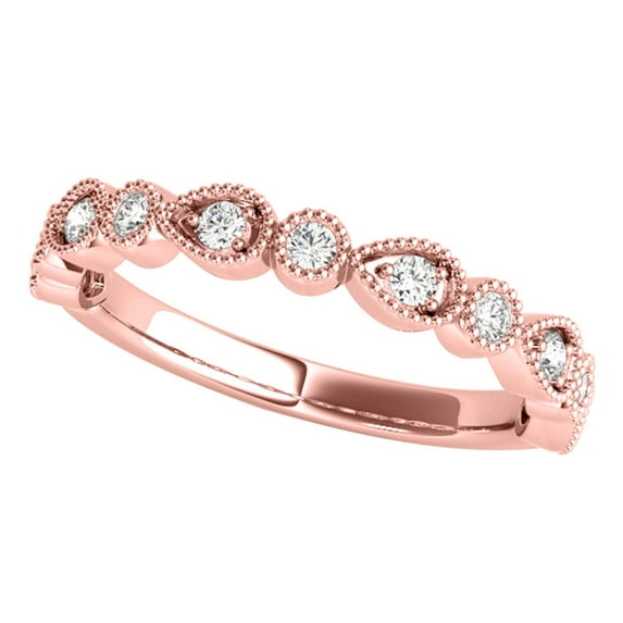 AoneJewelry 0.20 Ct. Elegant Diamond Design Wedding Band In 10K Solid White, Yellow & Rose Gold