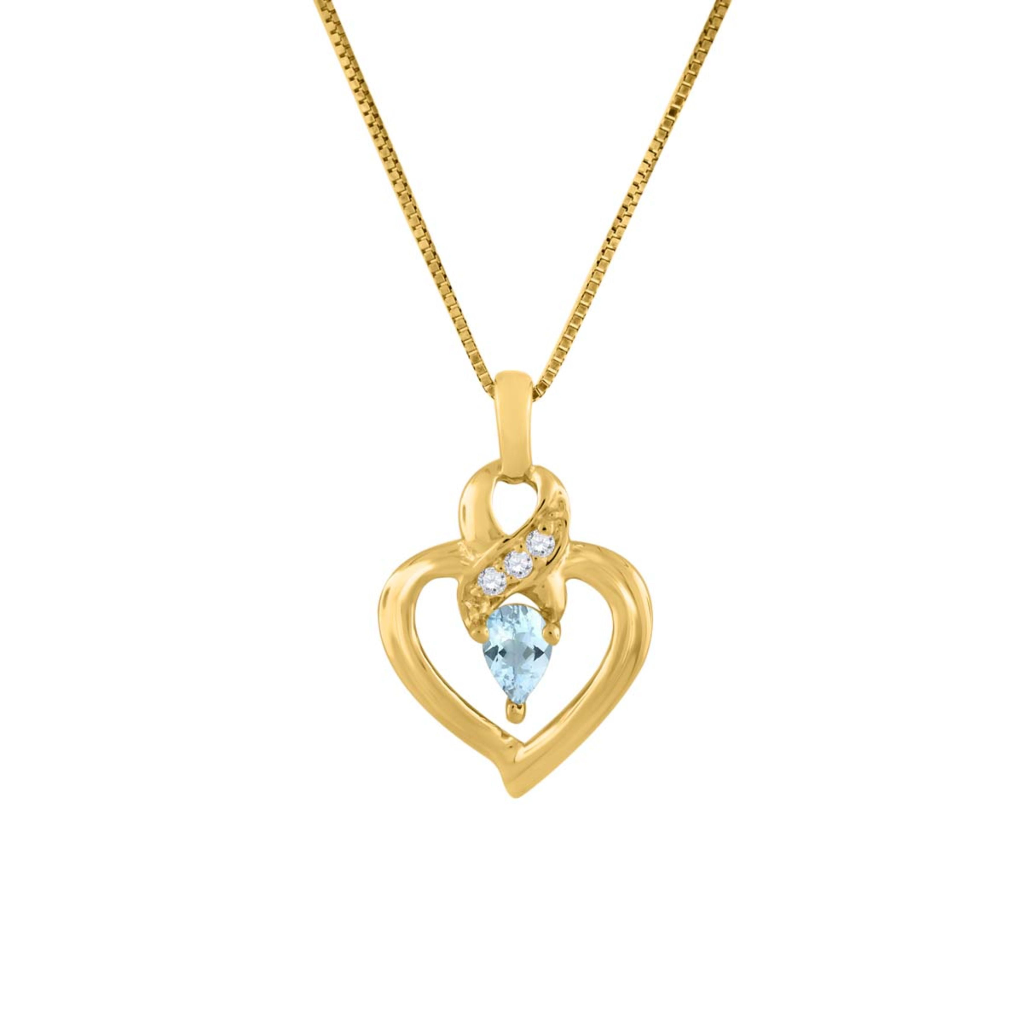 925 10k au heart necklace Hot Sale AoneJewelry 0.25 Carat 5x3 Pear Shape Gemstone and Diamond In Heart Shape Pendant For Woman