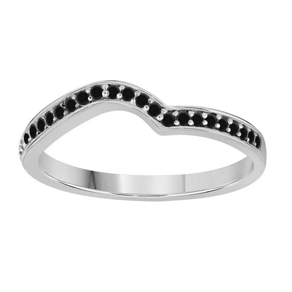 AoneJewelry 0.25 Carat Black Diamond Curved Wedding Band In 10K Solid White Gold