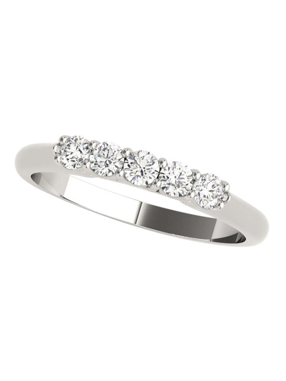 0.35 Carat Diamond Five Stone Ring In 10K Solid Rose, White & Yellow Gold