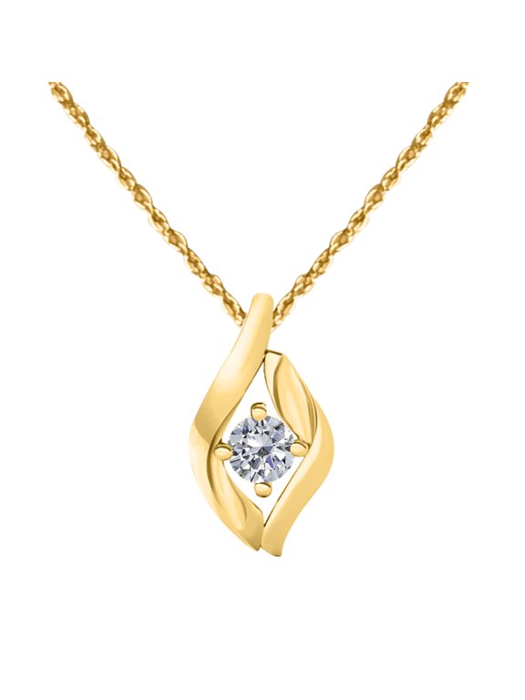0.35 Ct. Diamond Leaf-Shaped Pendant in 14K Rose White & Yellow Gold.