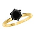thumbnail image 1 of AoneJewelry 0.50 - 3.00 Carat 10K Yellow Gold Solitaire Black Diamond Engagement Ring, 1 of 5