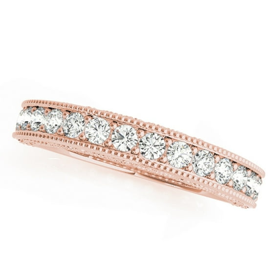 AoneJewelry 0.50 Carat Diamond Milgrained Wedding Band In 10K Solid Rose, White & Yellow Gold