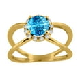 thumbnail image 1 of AoneJewelry 0.85 Carat 6MM Round Blue Topaz and Diamond Ring In 10K Solid Rose, White & Yellow Gold, 1 of 5
