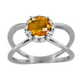 thumbnail image 1 of AoneJewelry 0.85 Carat 6MM Round Citrine and Diamond Ring In 10K Solid Rose, White & Yellow Gold, 1 of 5