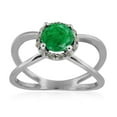 thumbnail image 1 of AoneJewelry 0.85 Carat 6MM Round Created Emerald and Diamond Ring In 10K Solid Rose, White & Yellow Gold, 1 of 5