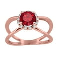 thumbnail image 1 of AoneJewelry 0.85 Carat 6MM Round Created Ruby and Diamond Ring In 10K Solid Rose, White & Yellow Gold, 1 of 5