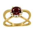 thumbnail image 1 of AoneJewelry 0.85 Carat 6MM Round Garnet and Diamond Ring In 10K Solid Rose, White & Yellow Gold, 1 of 5