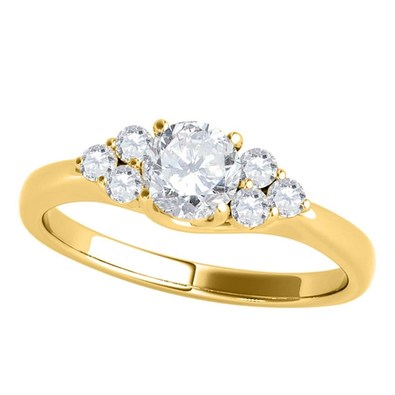 AoneJewelry 1/2 Carat Diamond Seven Stone Engagement Wedding Ring In 10K Yellow Gold