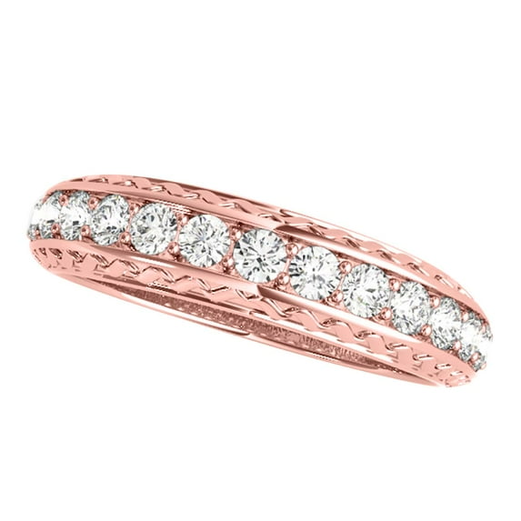 AoneJewelry 1/2 Carat Diamond Wedding Band Finished With 14K Solid Rose Gold