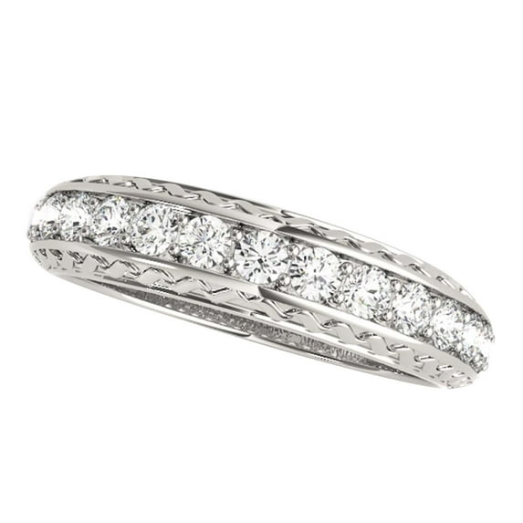 AoneJewelry 1/2 Carat Diamond Wedding Band Finished With 14K Solid White Gold