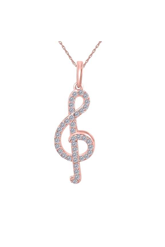 1/2 Carat Natural White Diamond Music Knot Design Pendant Necklace For Woman Crafted In 10k Rose White and Yellow Gold With 18 Gold Plated Over 925 Sterling Silver Box Chain