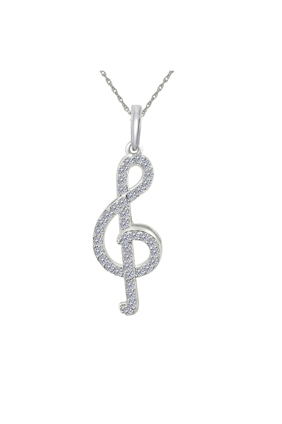 1/2 Carat Natural White Diamond Music Knot Design Pendant Necklace For Woman Crafted In 10k Rose White and Yellow Gold With 18 Gold Plated Over 925 Sterling Silver Box Chain