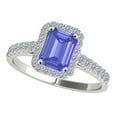 thumbnail image 1 of AoneJewelry 1.20 Cttw (I-J, I1-I2) Emerald Cut Tanzanite and Diamond Ring for Women in 14K Solid White Gold (Size 5-9) Sold, 1 of 5