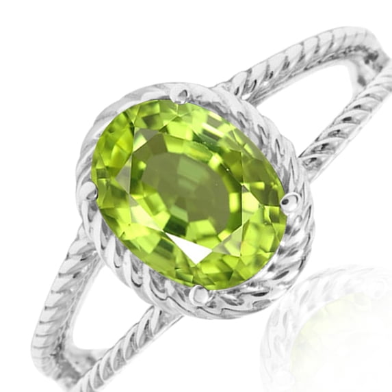 AoneJewelry 1.25 Carat Peridot Oval Shape Ring In 10K Solid Rose, White & Yellow Gold