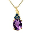 thumbnail image 1 of AoneJewelry 1.35 Cttw Oval Amethyst & Blue Diamond Pendant Necklace in 14k Yellow Gold, 1 of 5