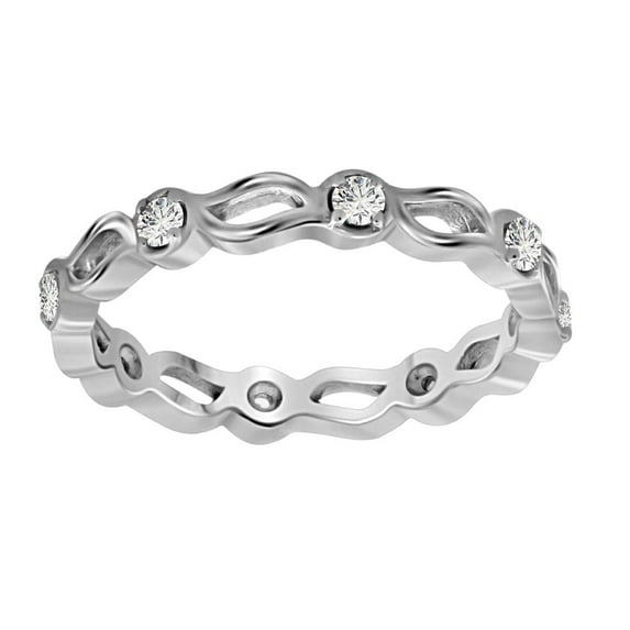 AoneJewelry 1/4 Carat Diamond Eternity Wedding Band In 18K White Gold