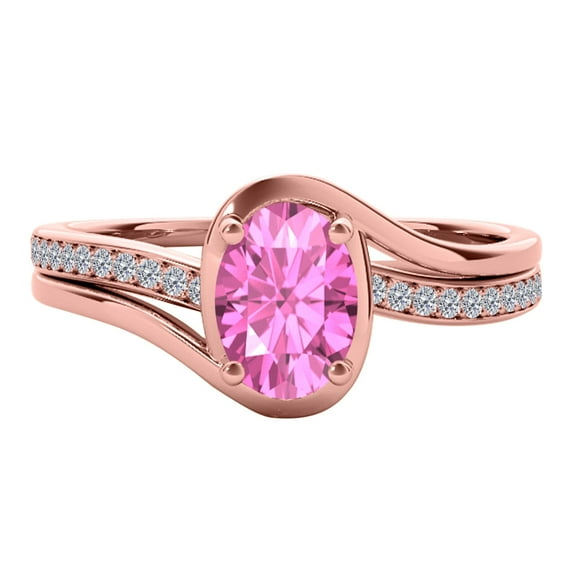 AoneJewelry 1.40 Carat Natural Diamond and Oval Shape Gemstone In 10K White, Yellow & Rose Gold