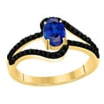 thumbnail image 1 of AoneJewelry 1.45 Ct. Created Tanzanite & Black Diamond 10K Rose, White & Yellow Gold Dimaond Ring, 1 of 4
