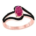 thumbnail image 1 of AoneJewelry 1.45 Ct. Pink Topaz & Black Diamond 10K Rose, White & Yellow Gold Dimaond Ring, 1 of 5