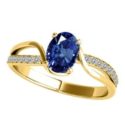 AoneJewelry 10K 1.00 Carat Sapphire and Diamond Ring In Rose, Yellow White Gold