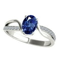 thumbnail image 1 of AoneJewelry Women's 1.00 Carat Oval Shape Sapphire and Diamond Ring in 10K Rose, White & Yellow Gold, 4-Prong Setting, 1 of 5