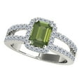 thumbnail image 1 of AoneJewelry 10K Gemstone Ring in White Gold With 2 Cttw (I-J, I1-I2) Emerald Cut Green Amethyst and Natural Diamonds, 1 of 5