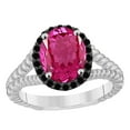 thumbnail image 1 of AoneJewelry 10K Rose, White & Yellow Gold Pink Topaz Black Diamond Ring, 1 of 4