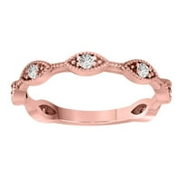 AoneJewelry 10K Solid Rose Gold 0.15 Carat Diamond Wedding Band