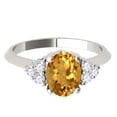 thumbnail image 1 of AoneJewelry 10K White Gold Oval Citrine and Diamond Ring 1.55 Carat Gemstone Jewelry for Women, 1 of 5