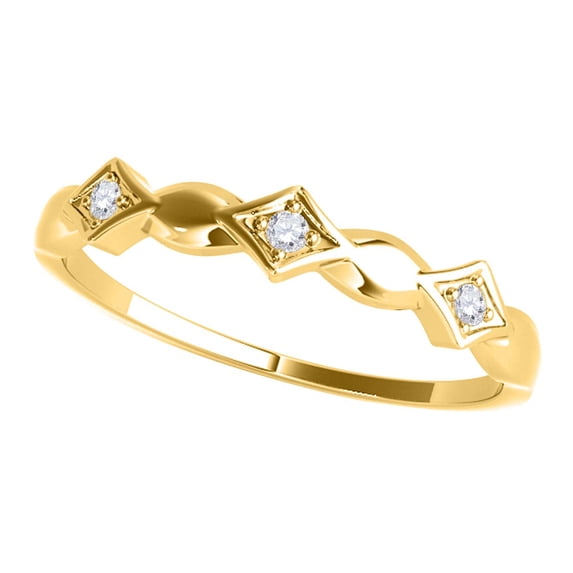 AoneJewelry 10K White Rose & Yellow Gold Three Stone Prong Set Diamond Wedding Band