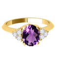 thumbnail image 1 of AoneJewelry 10K Yellow Gold Oval Amethyst and Diamond Ring 1.55 Carat Gemstone Jewelry for Women, 1 of 5