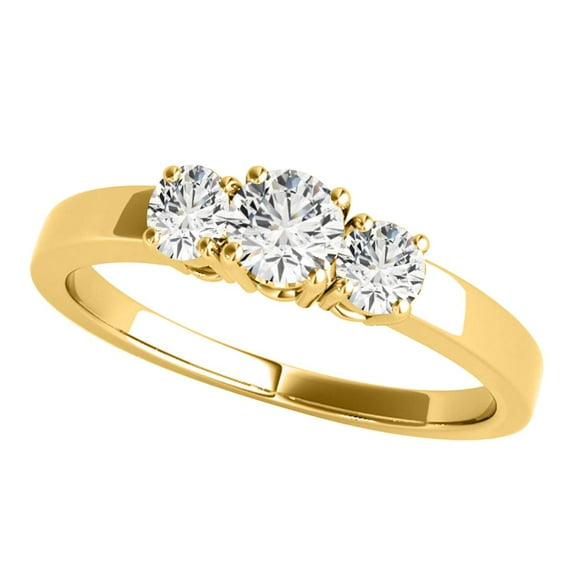 AoneJewelry 14K 0.50 Carat Three Stone Diamond Engagement Ring In Rose, White & Yellow Gold