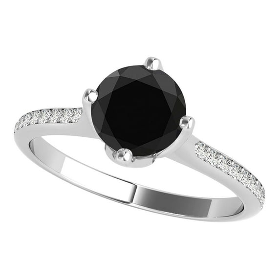 AoneJewelry 14K (Rose, White, Yellow) Cathederal Style Engagement Ring with 1.15 Cttw Round Shape Black and White Diamonds Sold